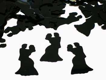 Bride and Groom Confetti, Black Silhouette Confetti